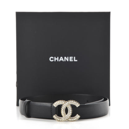 Chanel Calfskin Pearl Crystal Queen of France CC Belt 80 32 Black 6 of 6