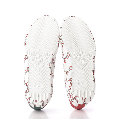 Gucci Calfskin GucciGhost Print Mens Ace Sneakers 9 White Hibiscus Red 6 of 12