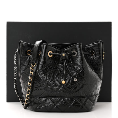 Chanel Shiny Aged Calfskin CC Chain Drawstring Bag Black 11 of 11