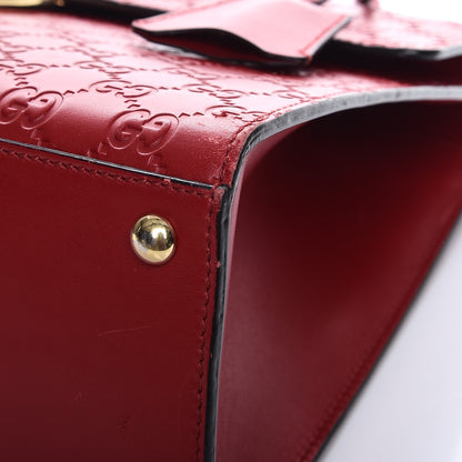 Gucci Guccissima Signature Medium Padlock Top Handle Bag Hibiscus Red 9 of 18