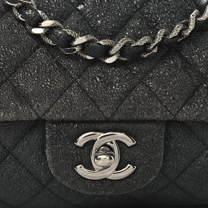 Chanel Metallic Crackled Calfskin Quilted East West Flap Navy 8 of 15