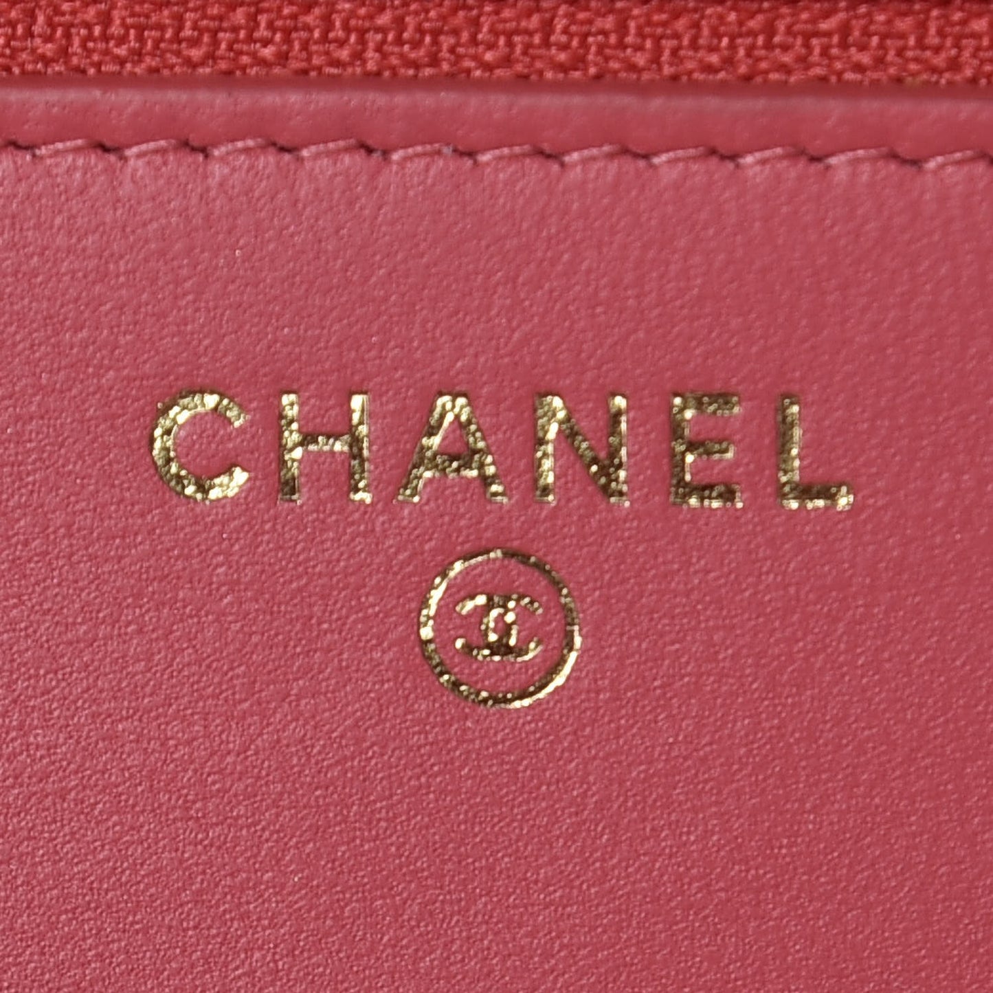 Lambskin Quilted Trendy CC Wallet On Chain WOC Bright Pink