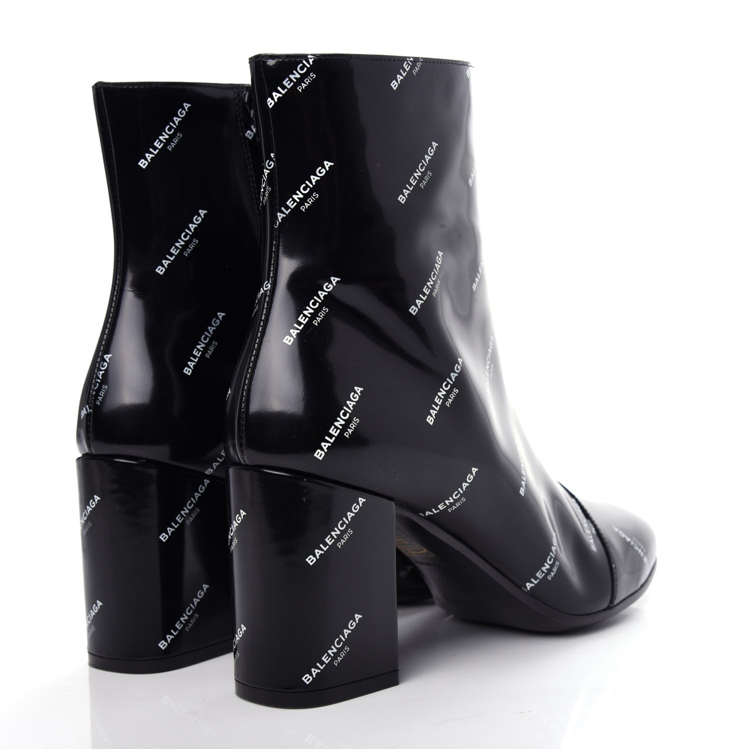 Balenciaga Patent Allover Logo Ankle Boots 37.5 Black 4 of 10