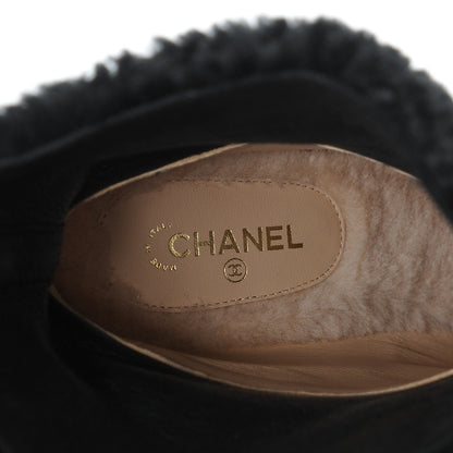 Chanel Patent Calfskin Shearling Short Boots 37 Black 7 of 7