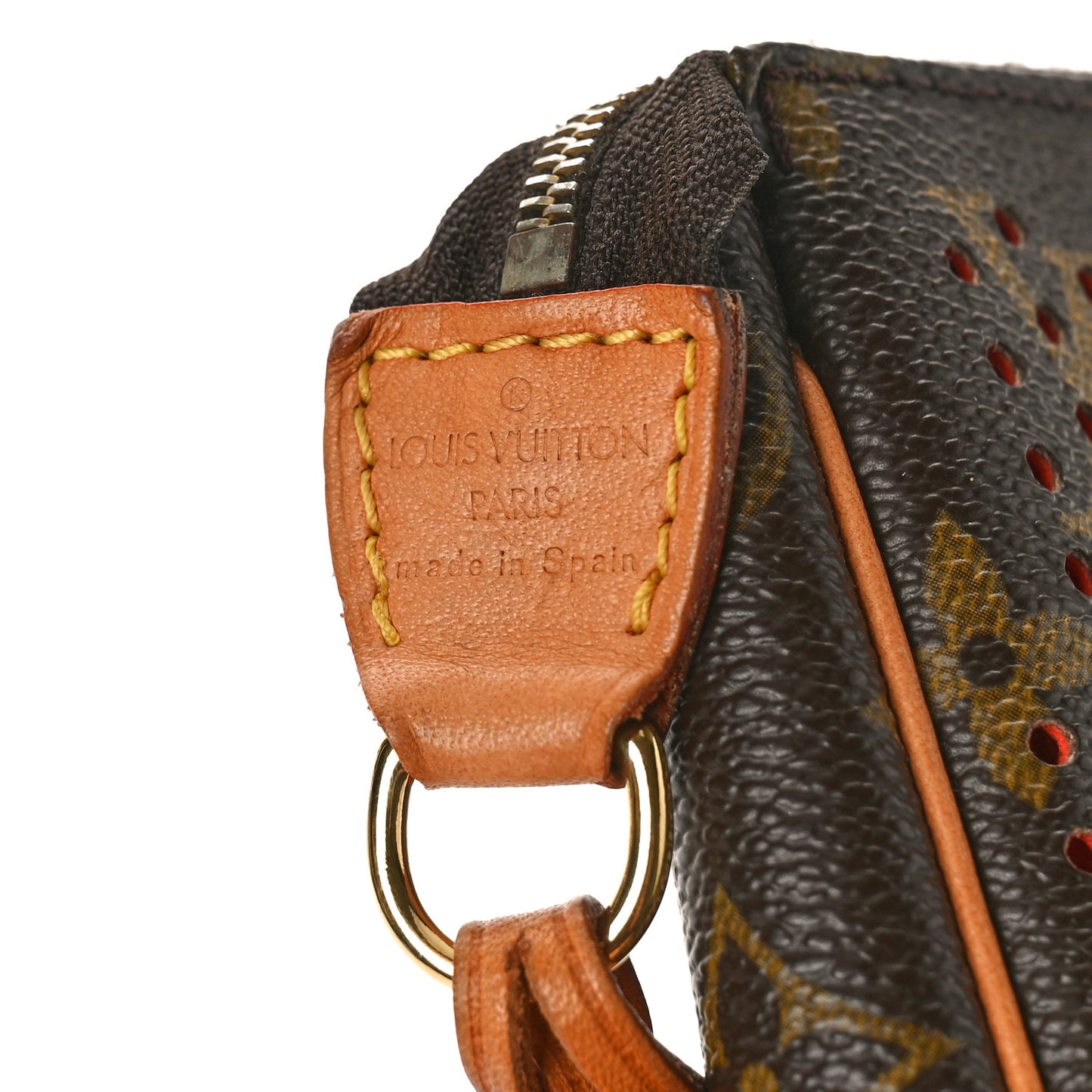 Monogram Perforated Pochette Accessories Bag Orange