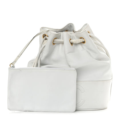 Chanel Lambskin CC Drawstring Bucket Bag White 3 of 18