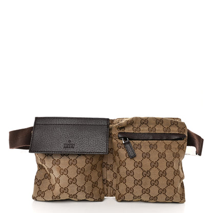 Gucci GG Monogram Double Pocket Belt Bag Dark Brown 1 of 12