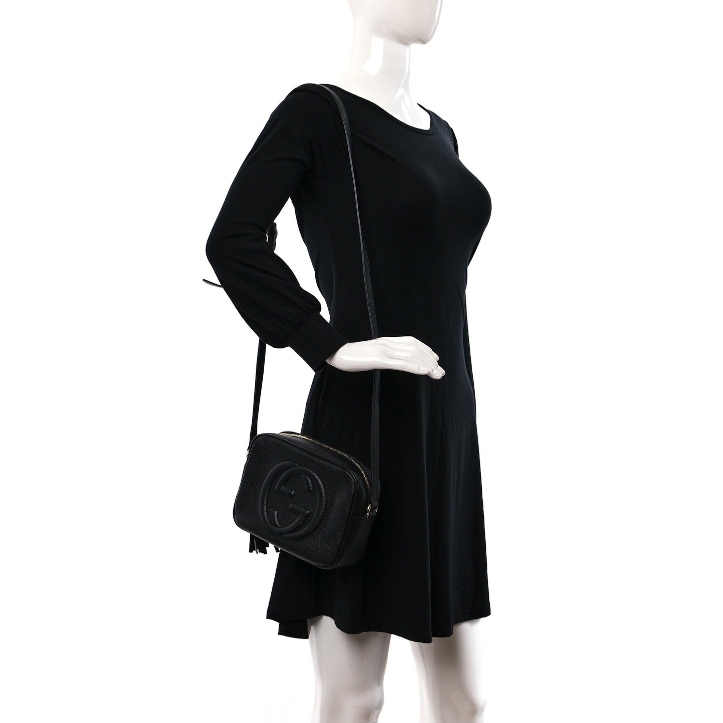 Pebbled Calfskin Small Soho Disco Bag Black