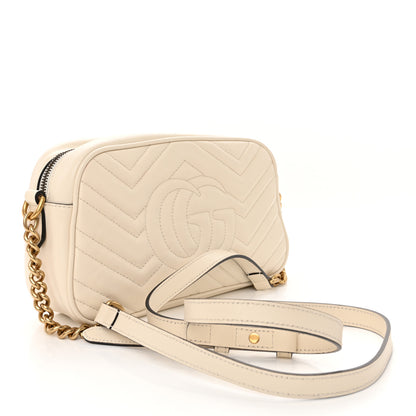 Gucci Calfskin Matelasse Small GG Marmont Chain Shoulder Bag White 3 of 10