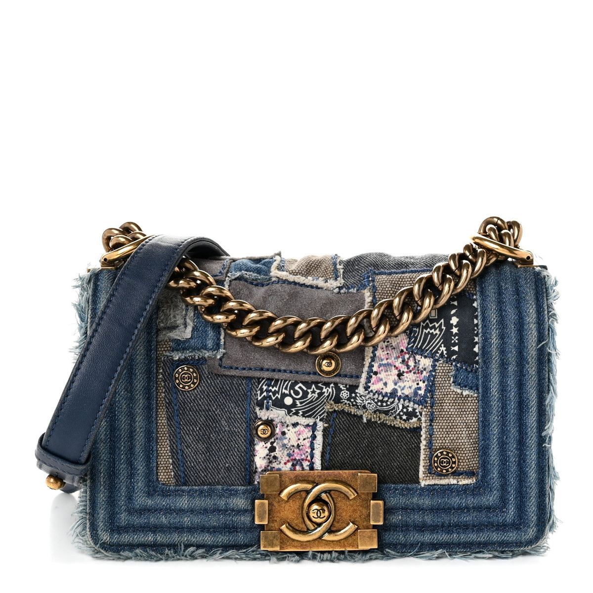 Chanel Denim Patchwork Small Boy Flap Blue 1 of 10