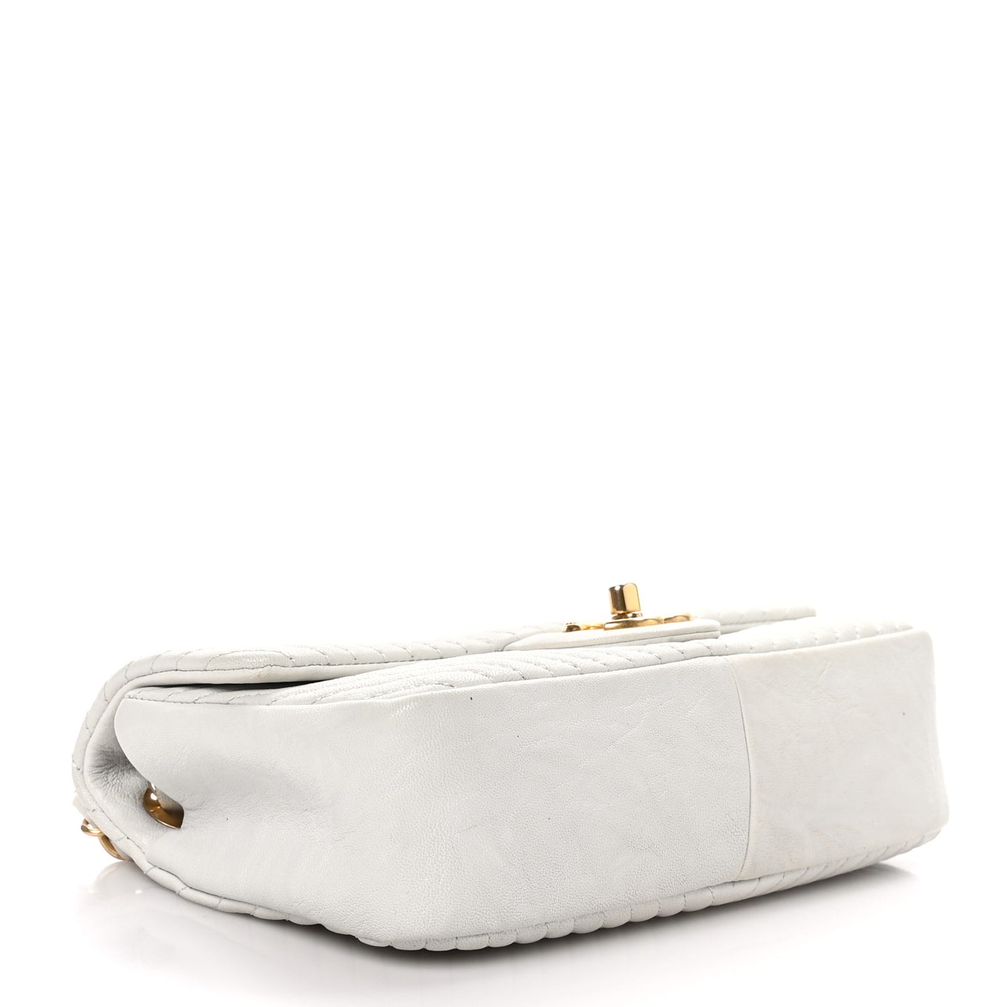 Calfskin Surpique Chevron Small Flap White
