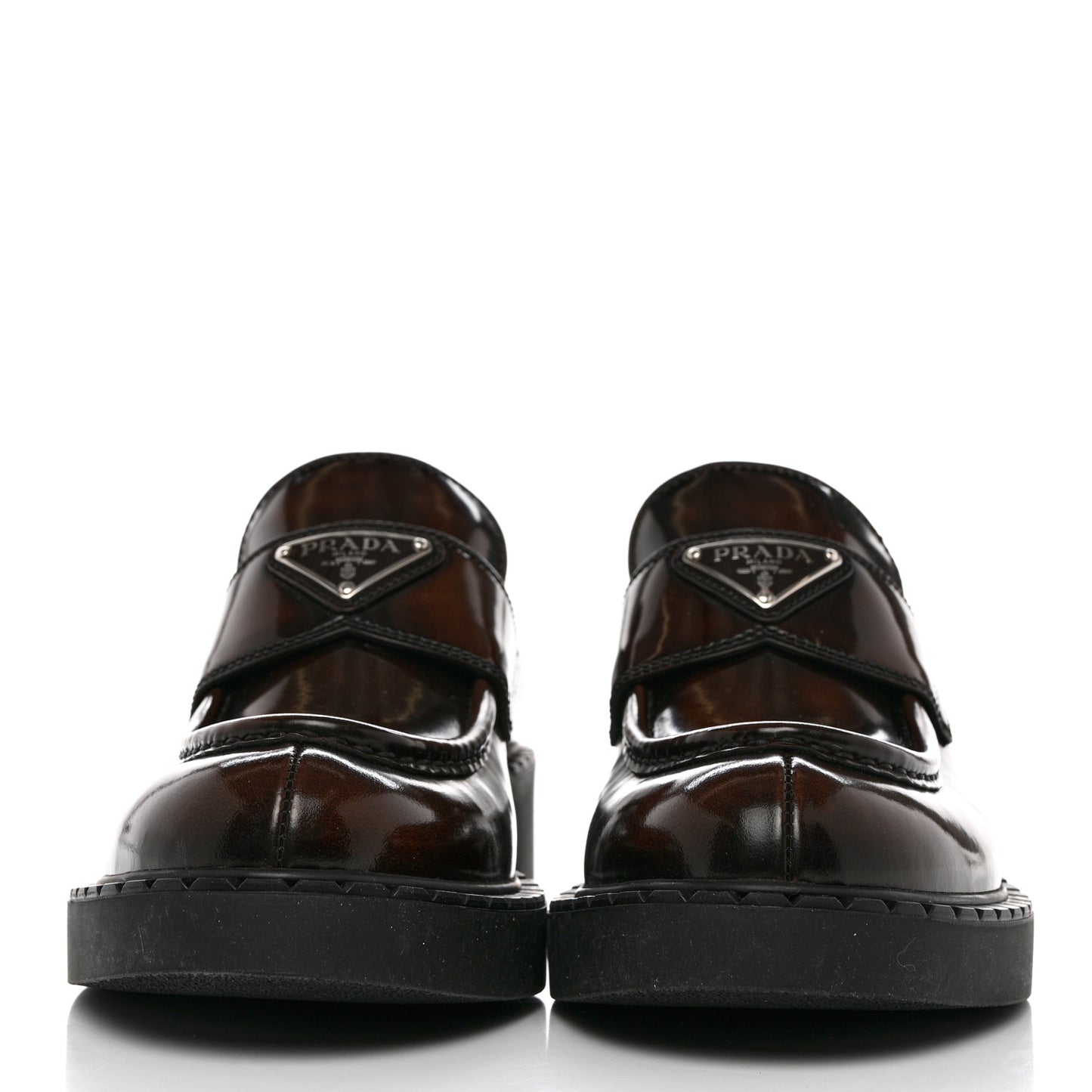 Spazzolato Metal Triangle Logo 50mm Loafers 40.5 Bruciatio Fume
