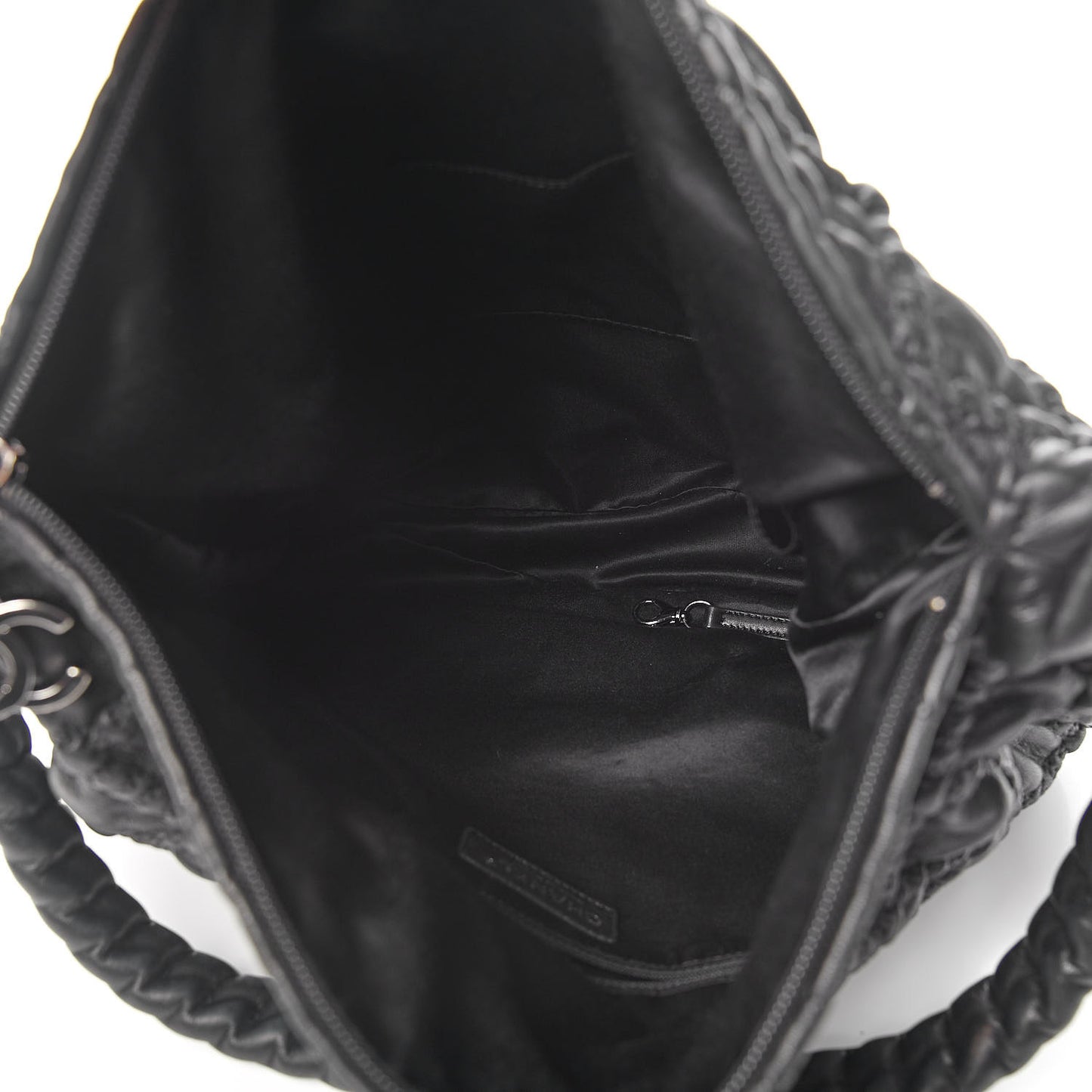 Quilted Lambskin Hidden Chain Hobo Black