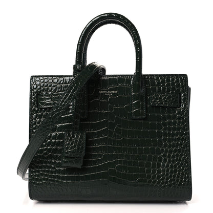 Saint Laurent Calfskin Crocodile Embossed Nano Sac De Jour Dark Leaf 1 of 10