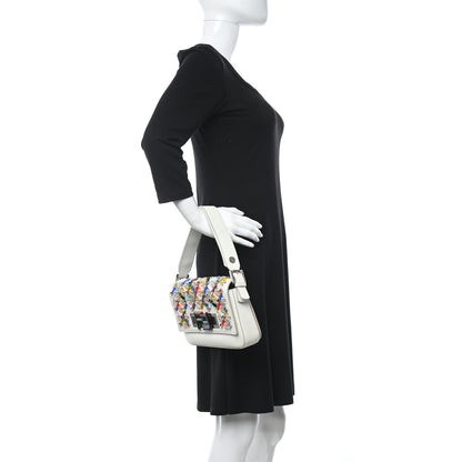 Fendi Vitello Dolce Crystal 3Baguette Shoulder Bag White Multicolor 2 of 11