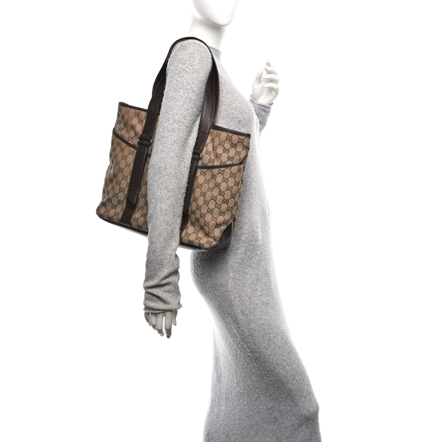 Monogram Calfskin Tote Dark Brown