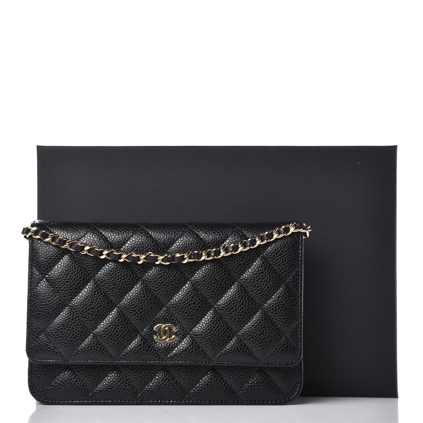Caviar Quilted Wallet On Chain WOC Black