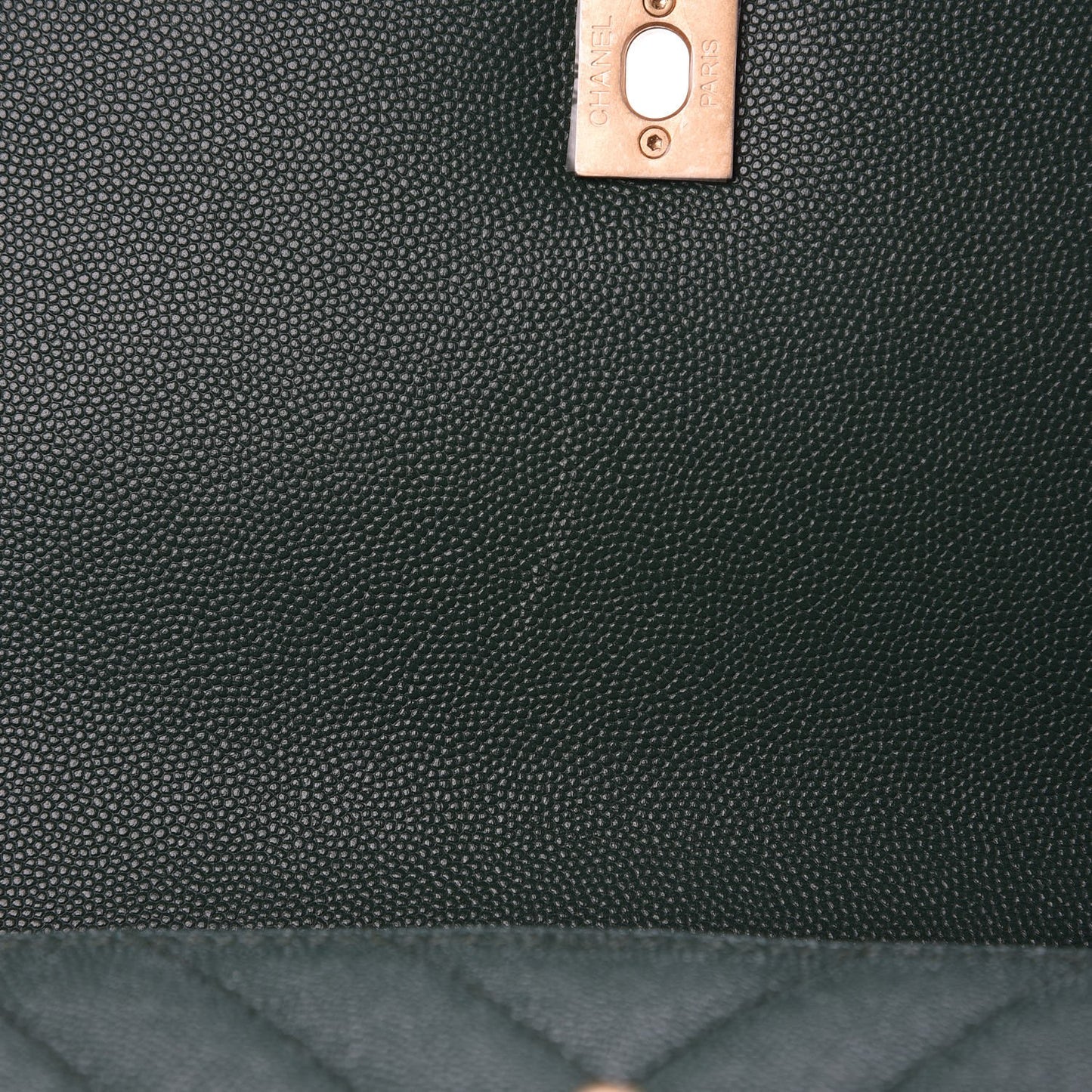 Caviar Chevron Quilted Small Coco Handle Flap Dark Green