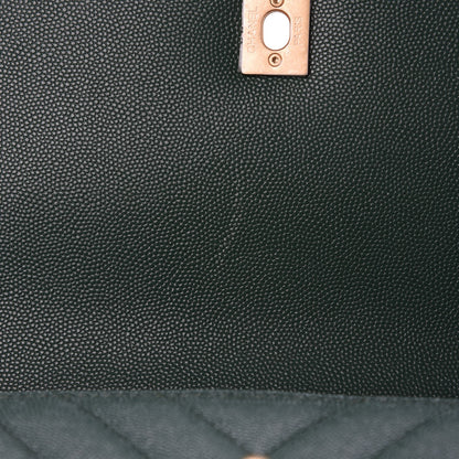 Chanel Caviar Chevron Quilted Small Coco Handle Flap Dark Green 9 of 10
