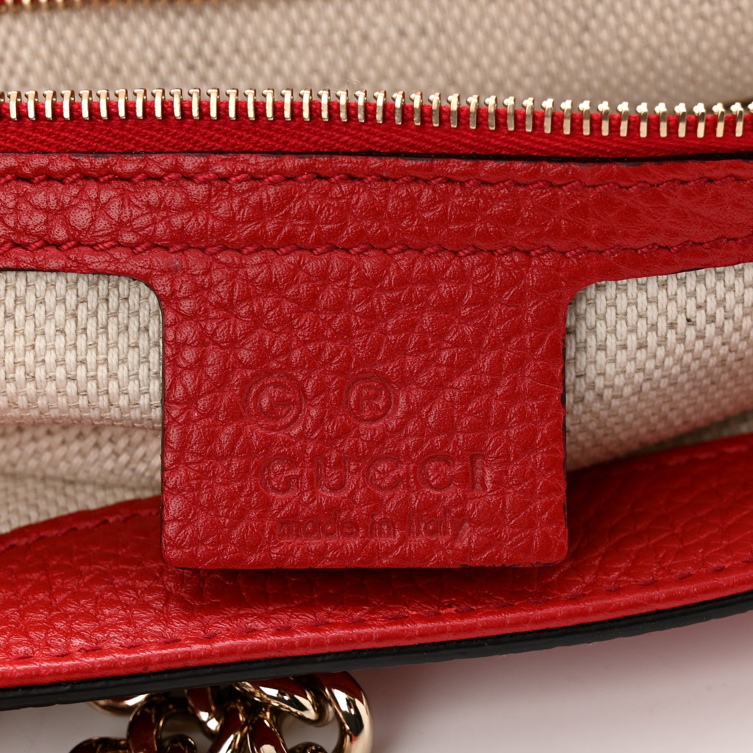 Gucci Pebbled Calfskin Medium Soho Flap Crossbody Vibrant Red 6 of 10