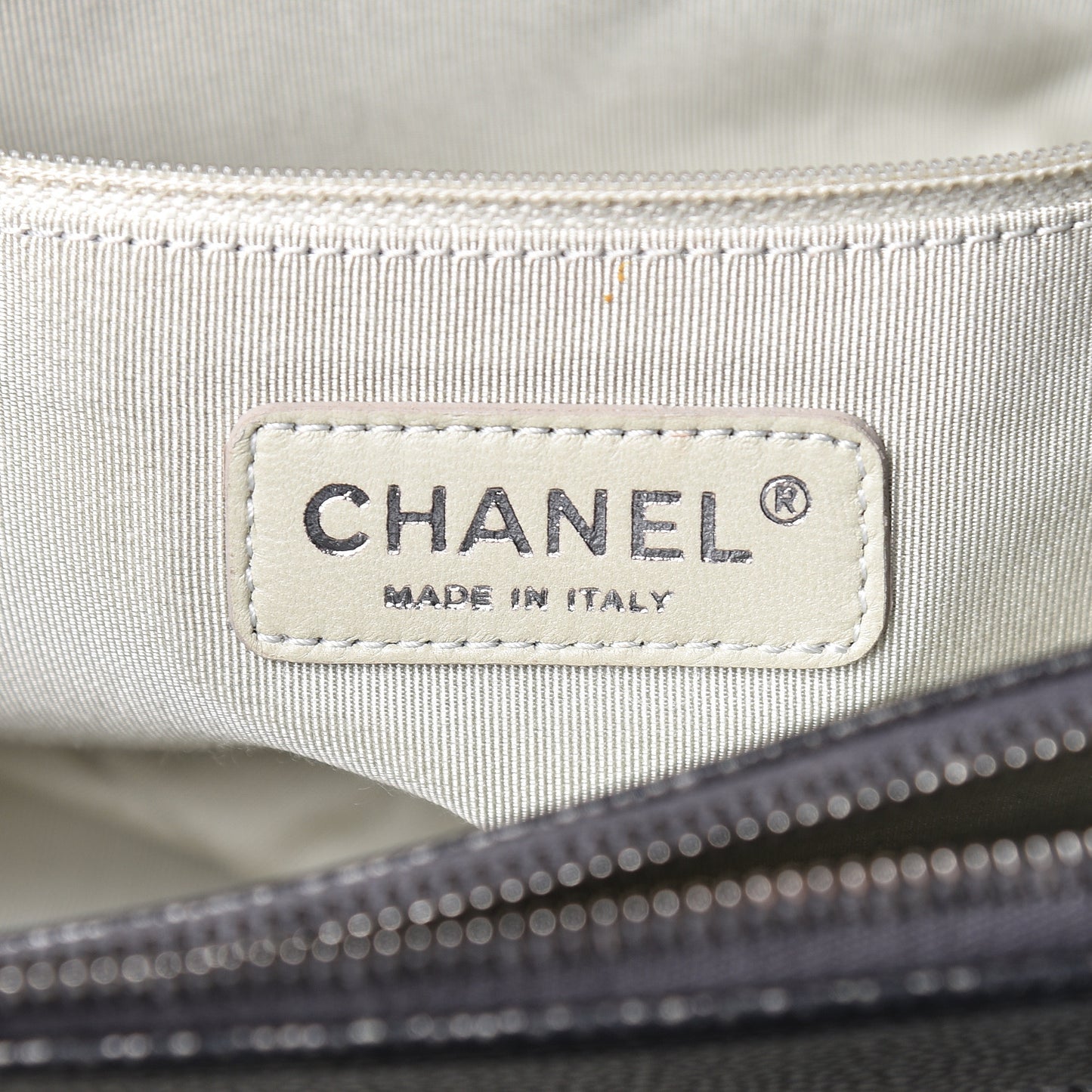 Metallic Caviar Quilted CC Tote Dark Silver