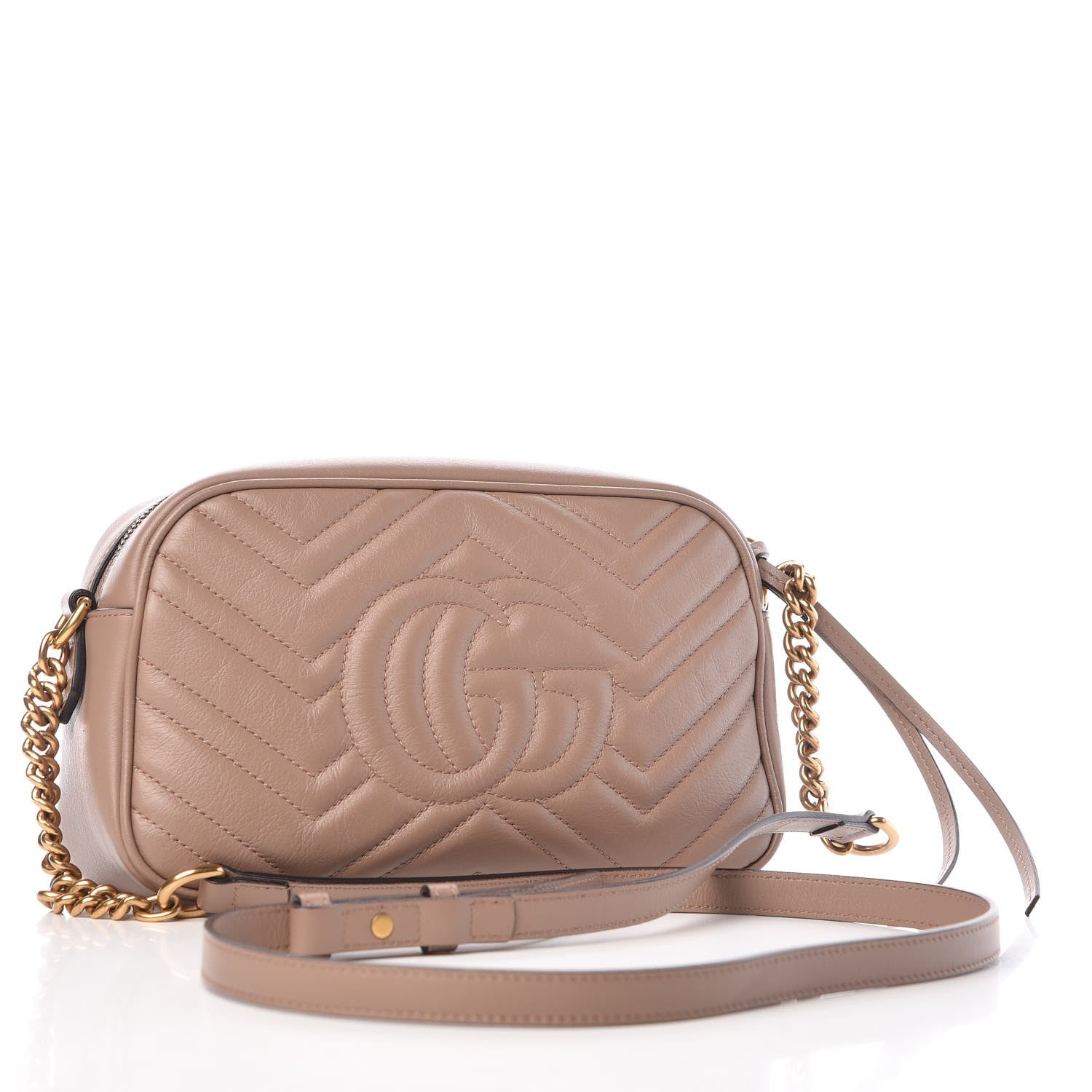 Gucci Calfskin Matelasse Small GG Marmont Chain Shoulder Bag Taupe 3 of 11