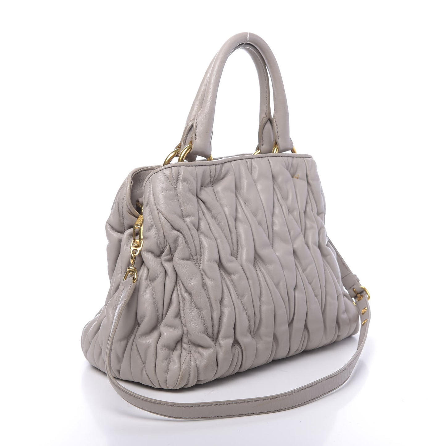 Nappa Matelasse Bauletto Top Handle Bowler Pomice