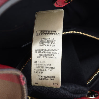 Burberry Grainy Calfskin House Check Small Banner Tote Russet Red 2 of 11