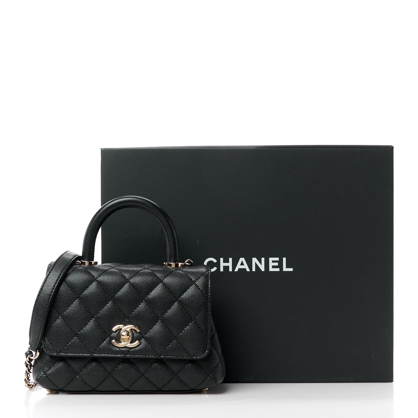 Caviar Quilted Extra Mini Coco Handle Flap Black