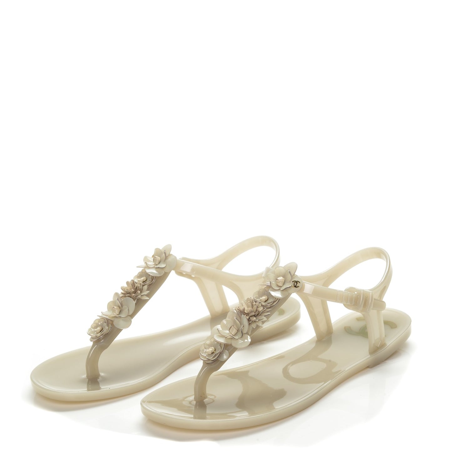 Jelly Camellia Thong Sandals 36 Beige