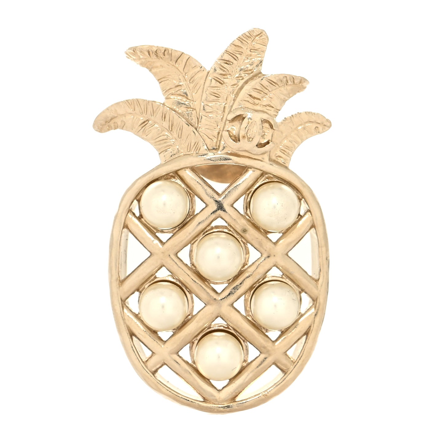 Pearl Pineapple Brooch Gold