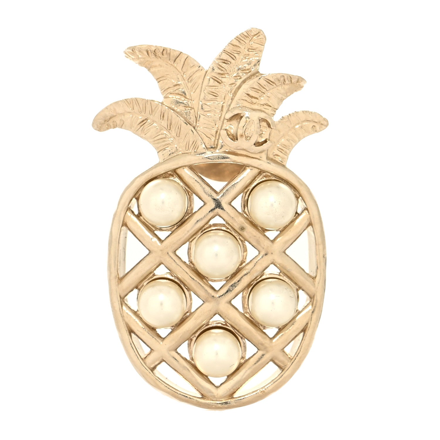 Chanel Pearl Pineapple Brooch Gold 1 of 4