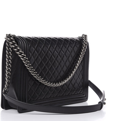 Chanel Lambskin Quilted Large Boy Flap Black 3 of 15