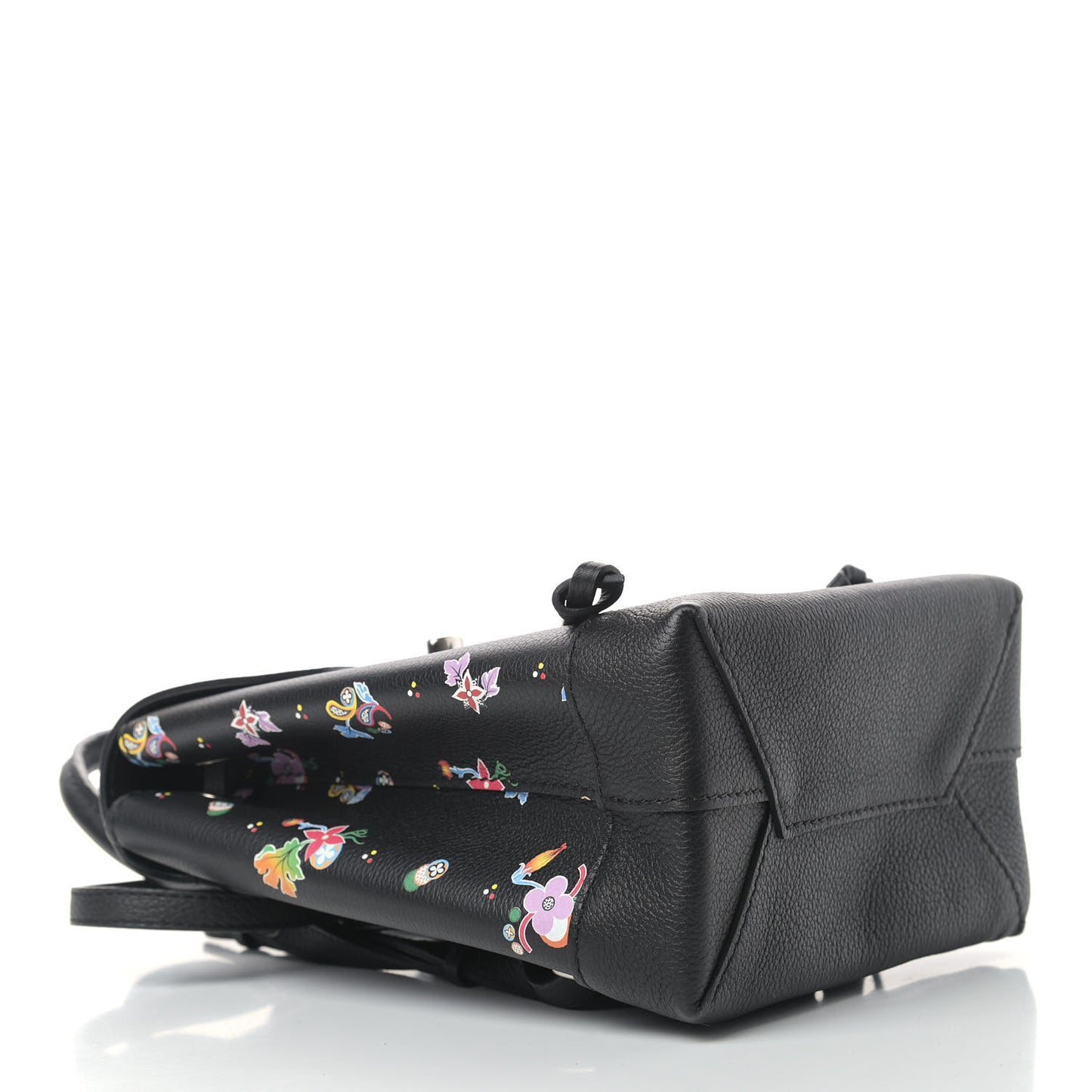 Calfskin Flower Lockme Mini Backpack Black Multicolor