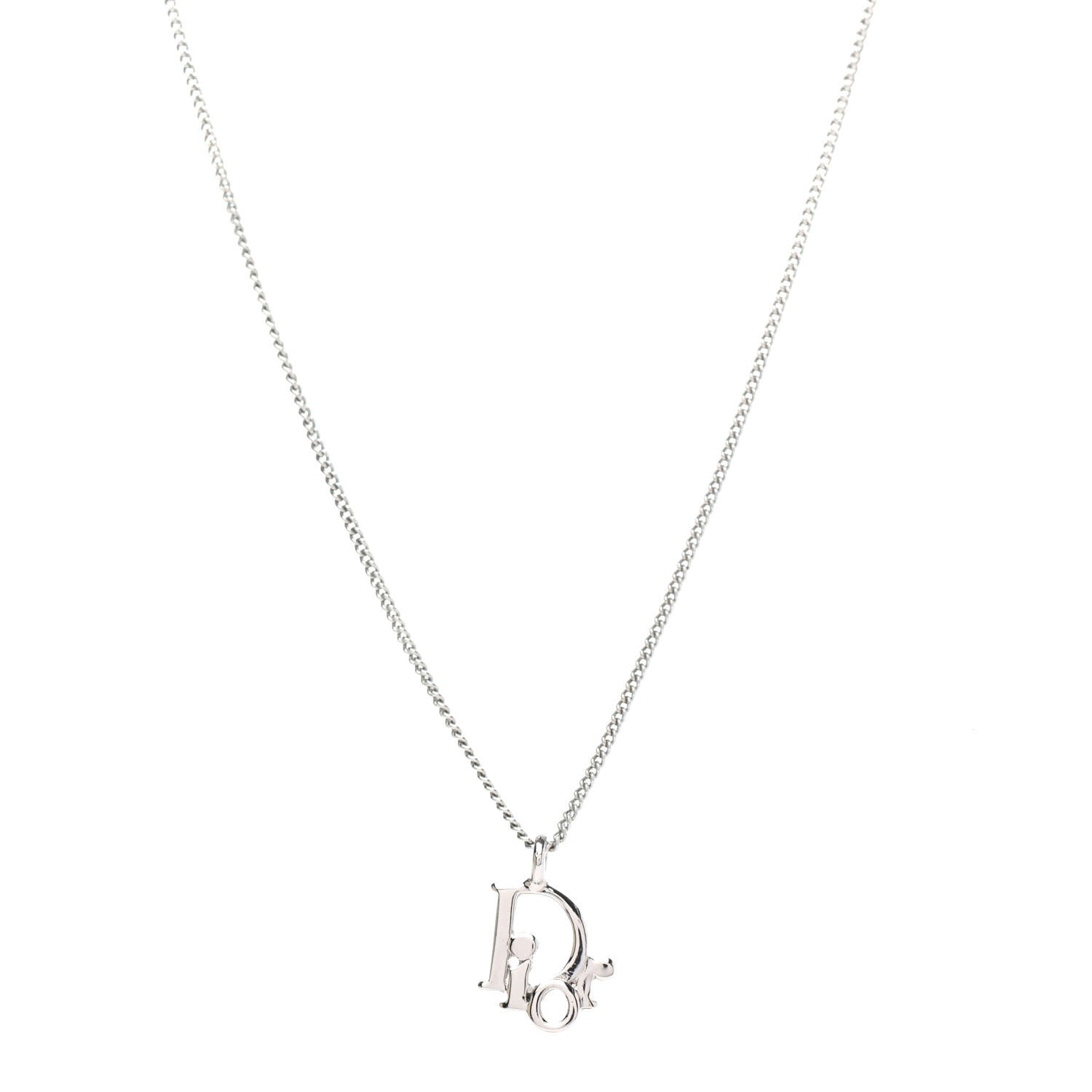Christian Dior Metal Logo Necklace Silver 1 of 4
