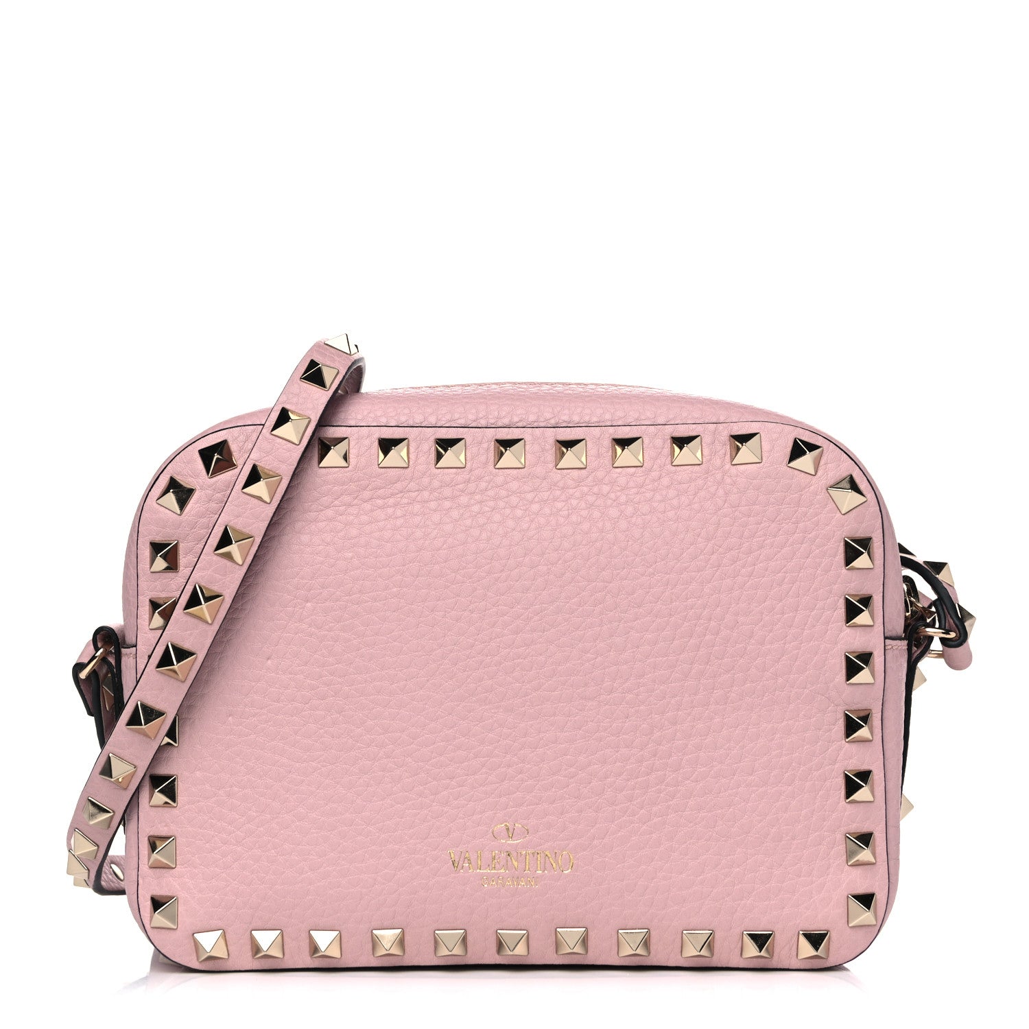 Valentino Garavani Pebbled Calfskin Rockstud Camera Crossbody Bag Cipria 1 of 6