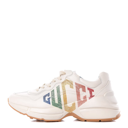 Gucci Calfskin Glitter Game Logo Womens Rhyton Sneakers 35 Mystic White 1 of 11