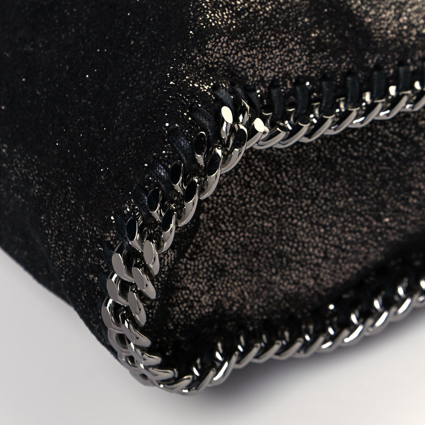 Metallic Shaggy Deer Falabella Fold Over Tote Black