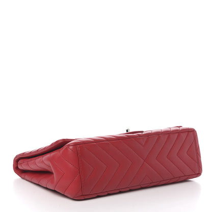 Chanel Lambskin Chevron Quilted Maxi Single Flap Red 3 of 11