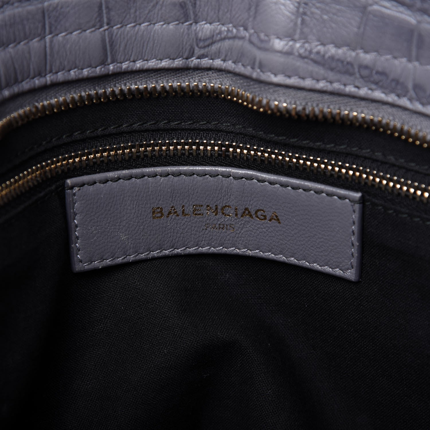 Balenciaga Calfskin Crocodile Embossed Giant 12 Gold Hardware City Gris Beton 8 of 9