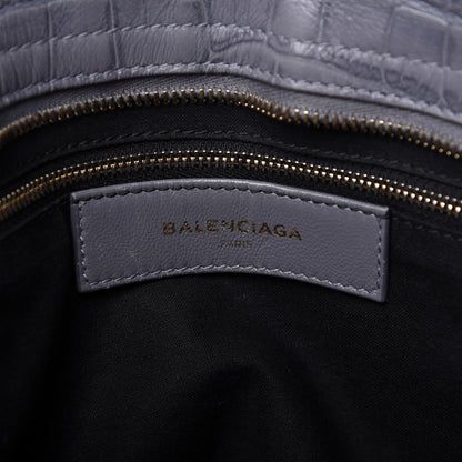 Balenciaga Calfskin Crocodile Embossed Giant 12 Gold Hardware City Gris Beton 8 of 9