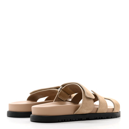 Hermes Suede Goatskin Womens Chypre Sandals 36 Beige Argile 4 of 8