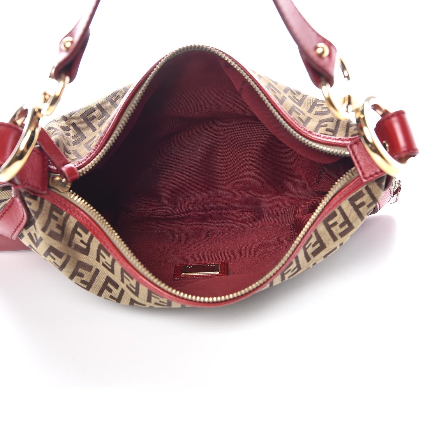 Zucchino Cuoio Small Chef Pocket Shoulder Bag Mogano Panna Rosso