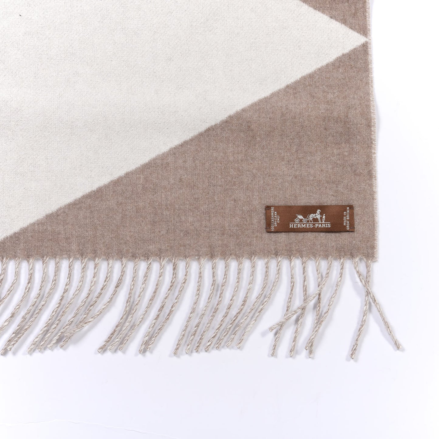 Cashmere Casaque Zig Zag Muffler Etoupe Ivory