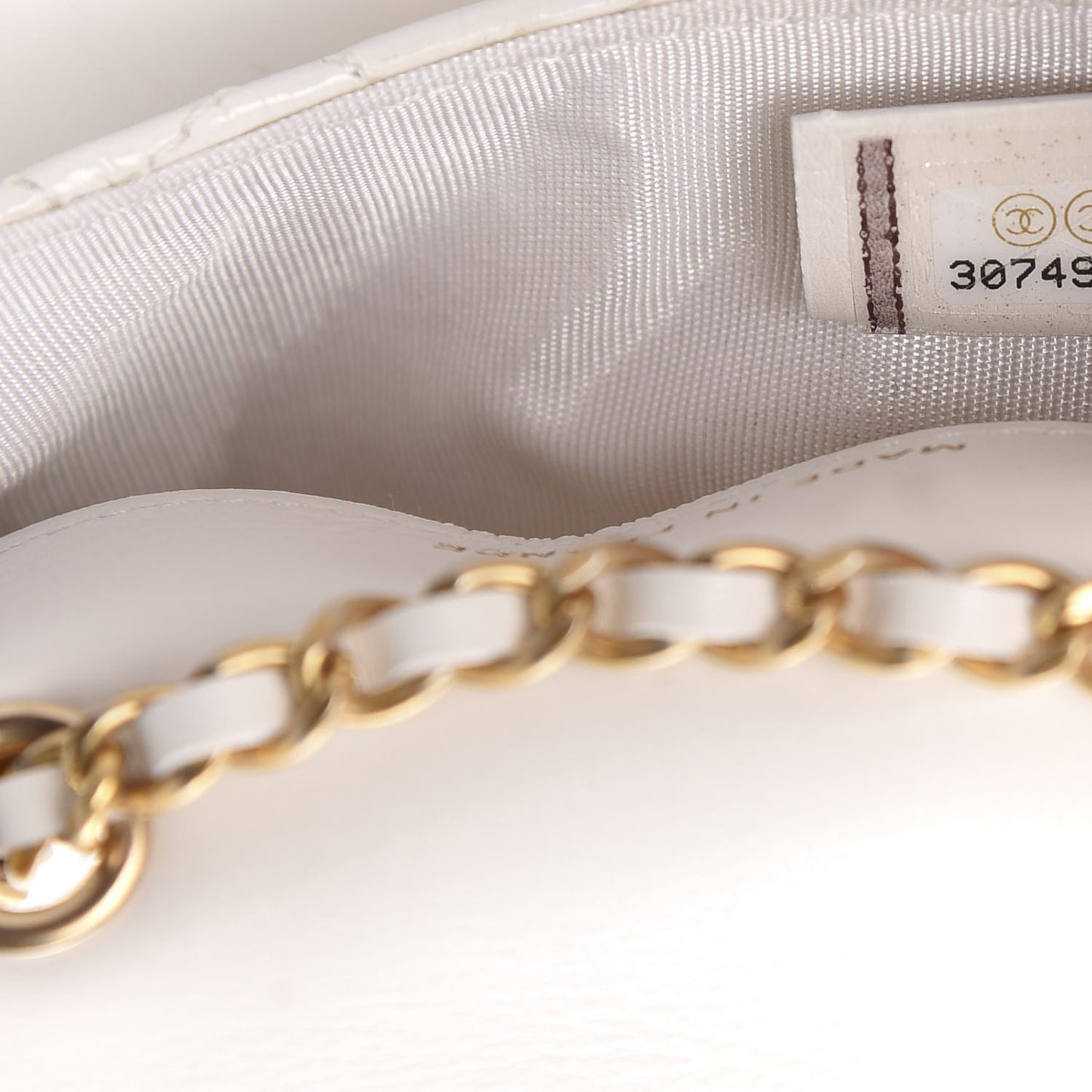 Shiny Aged Calfskin Quilted Waist Belt Bag White
