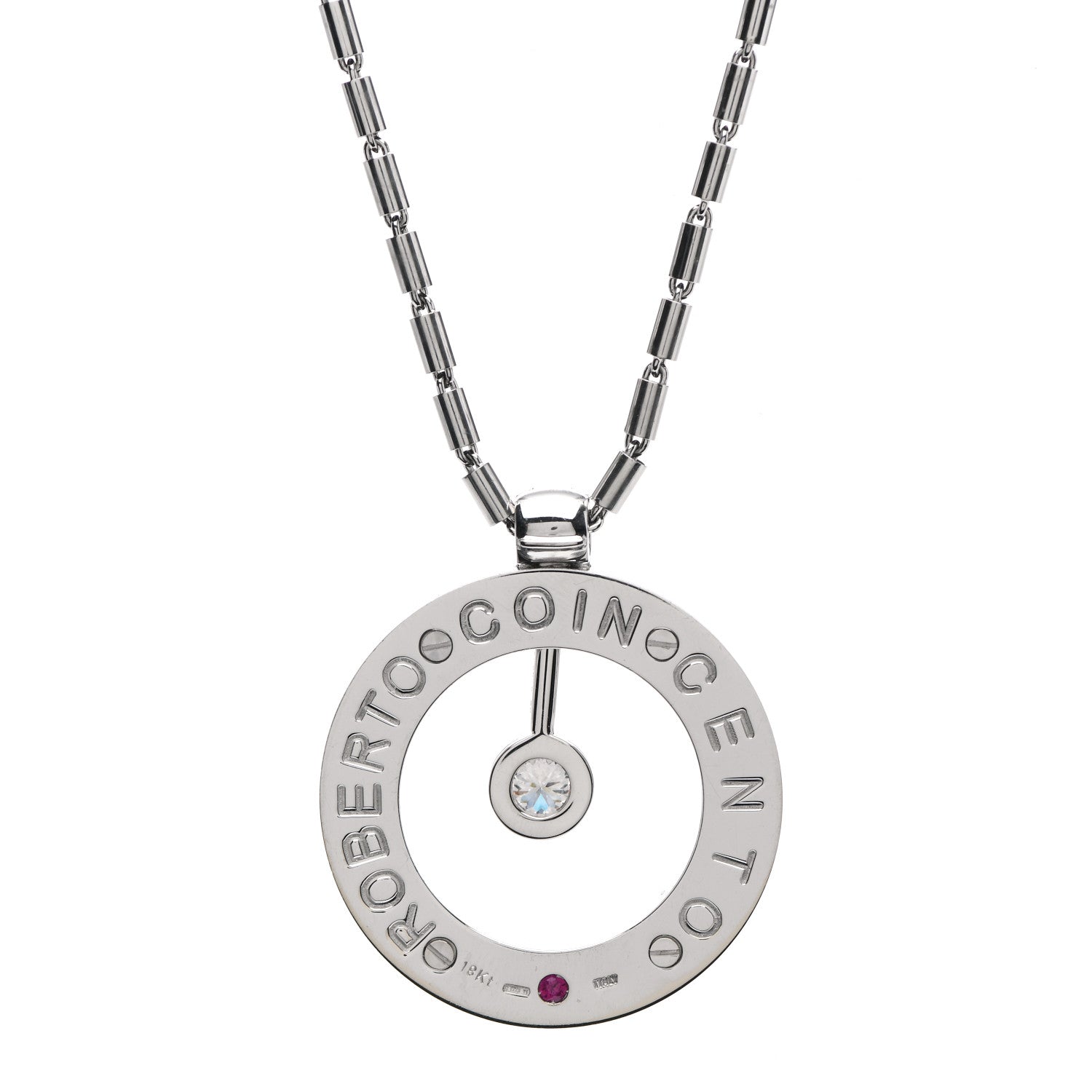 Roberto Coin 18K White Gold Diamond Large Cento O Pendant Necklace 5 of 6