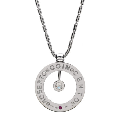 Roberto Coin 18K White Gold Diamond Large Cento O Pendant Necklace 5 of 6