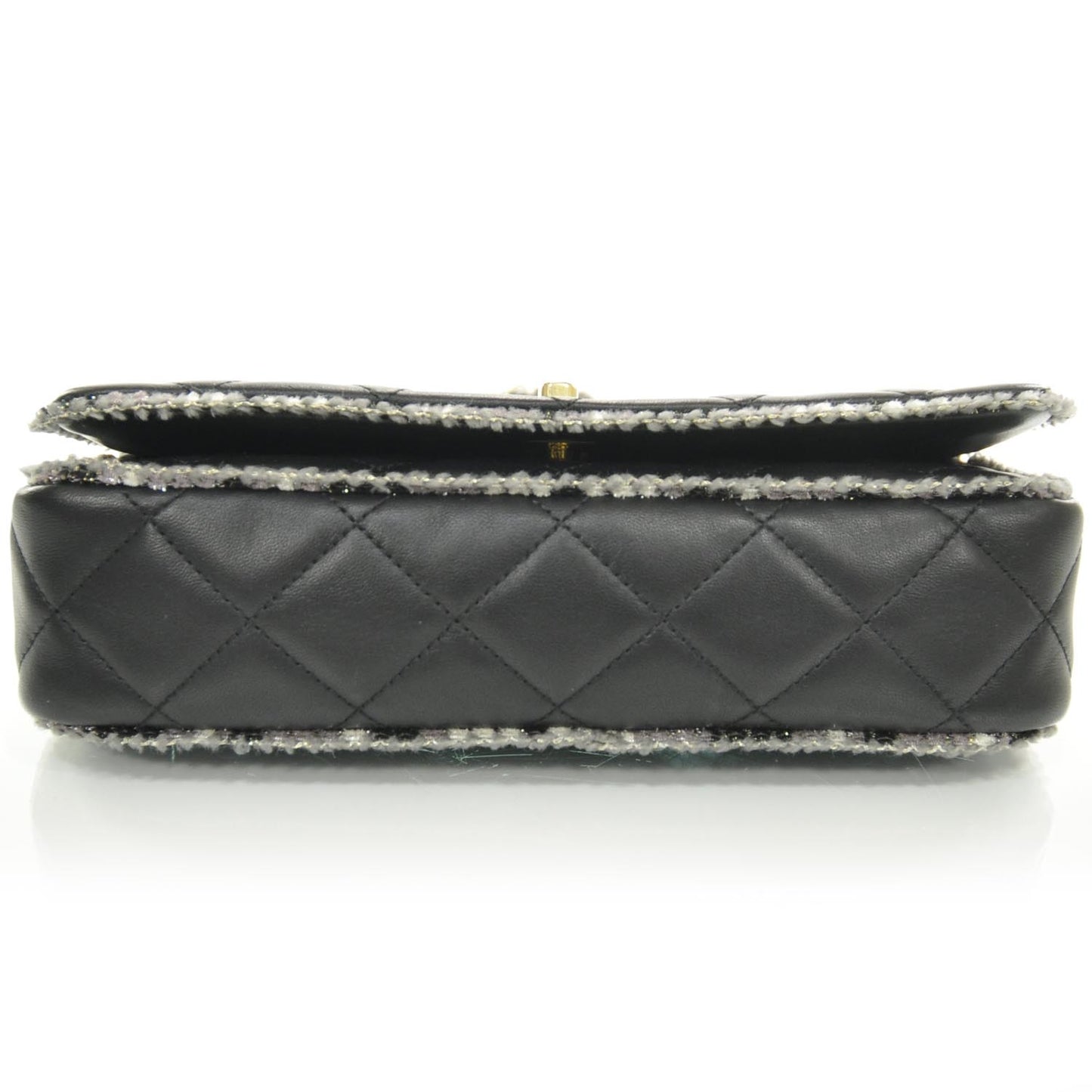 Lambskin Quited Tweedy Flap 11P Black