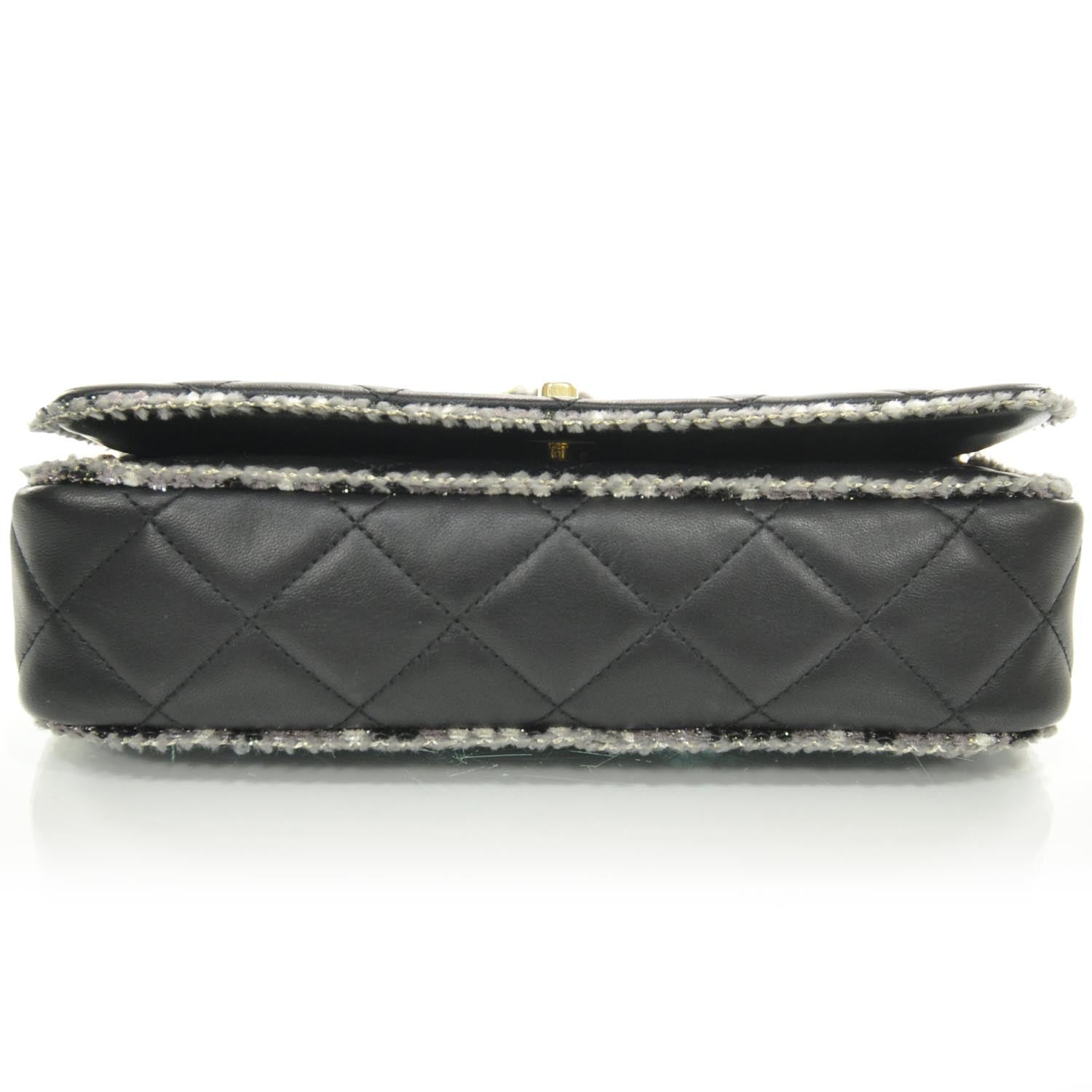 Chanel Lambskin Quited Tweedy Flap 11P Black 4 of 10