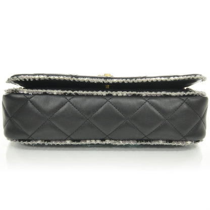 Chanel Lambskin Quited Tweedy Flap 11P Black 4 of 10